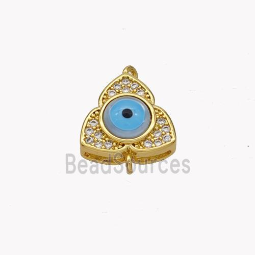 Copper Clover Connector Pave Shell Zirconia Evil Eye 18K Gold Plated