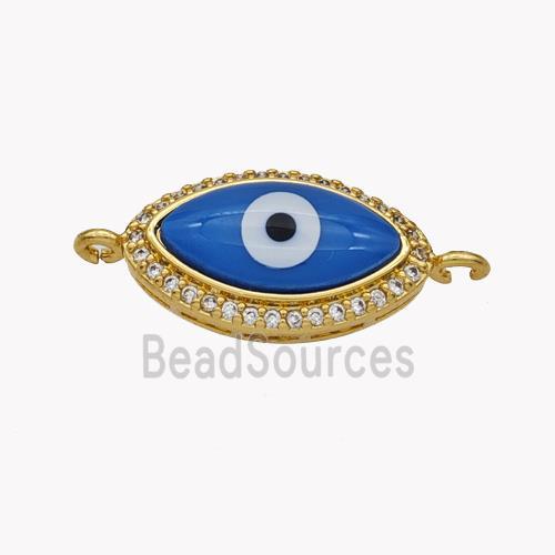 Copper Oval Connector Pave Shell Zirconia Evil Eye 18K Gold Plated