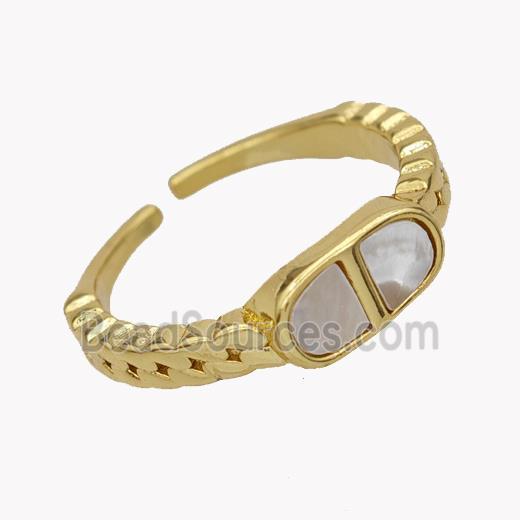 Copper Rings Pave Shell 18K Gold Plated