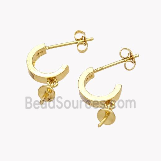 Copper Stud Earrings With Bail 18K Gold Plated