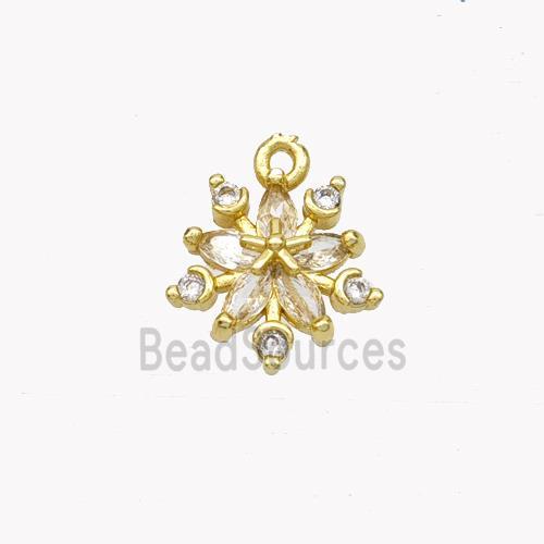 Copper Flower Pendant Pave Zirconia Gold Plated