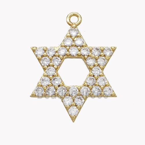 Copper David Star Pendant Pave Zirconia Gold Plated