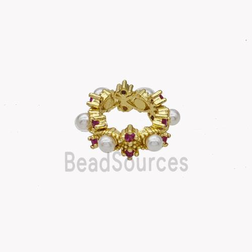 Copper Rings Beads Pave Pearlized Resin Gold Plated