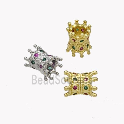 Copper Tube Beads Pave Zirconia Mixed