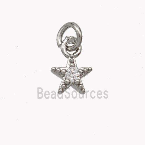 Copper Star Pendant Pave Zirconia Platinum Plated