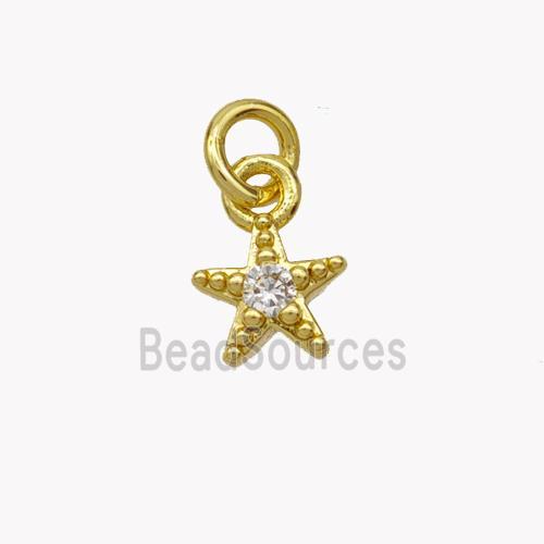 Copper Star Pendant Pave Zirconia Gold Plated