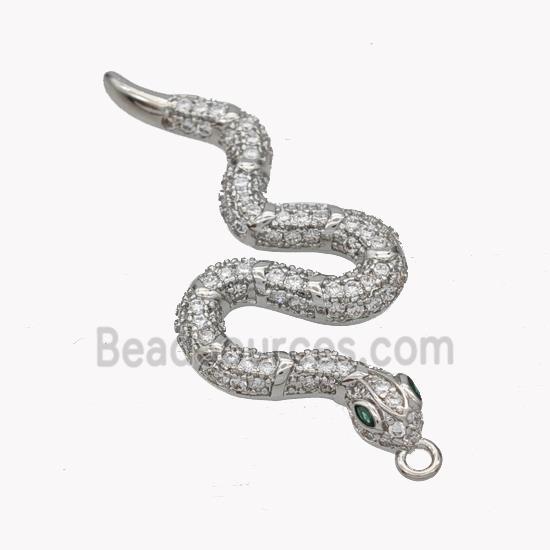 Copper Snake Pendant Pave Zirconia Platinum Plated