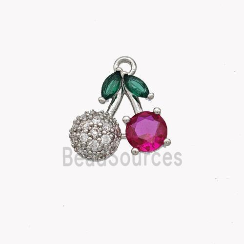 Copper Cherry Pendant Pave Zirconia Platinum Plated