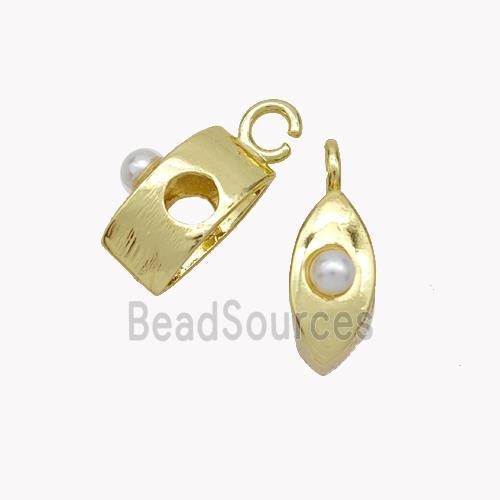 Copper Leaf Bail Pave Pearlized Resin Gold Plated