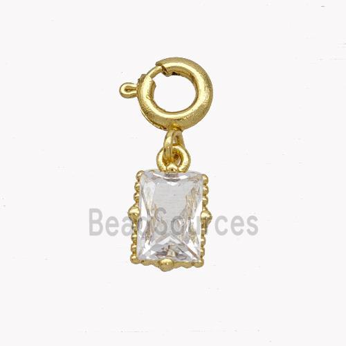 Copper Rectangle Pendant Pave Crystal Glass Gold Plated