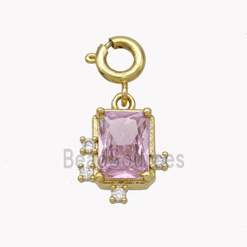 Copper Rectangle Pendant Pave Crystal Glass Gold Plated
