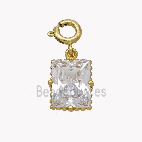 Copper Rectangle Pendant Pave Crystal Glass Gold Plated