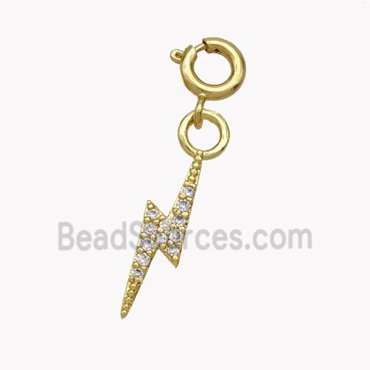 Copper Lightning Pendant Pave Zirconia Gold Plated