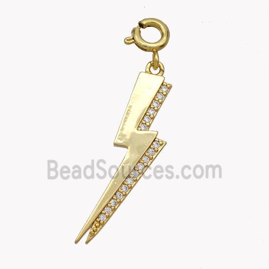 Copper Lightning Pendant Pave Zirconia Gold Plated