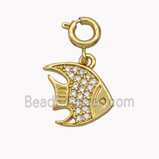 Copper Fish Pendnat Pave Zirconia Gold Plated