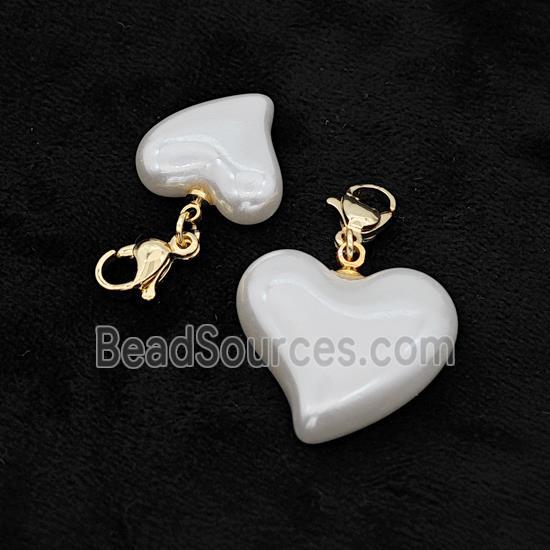 White Pearlized Resin Heart Pendant