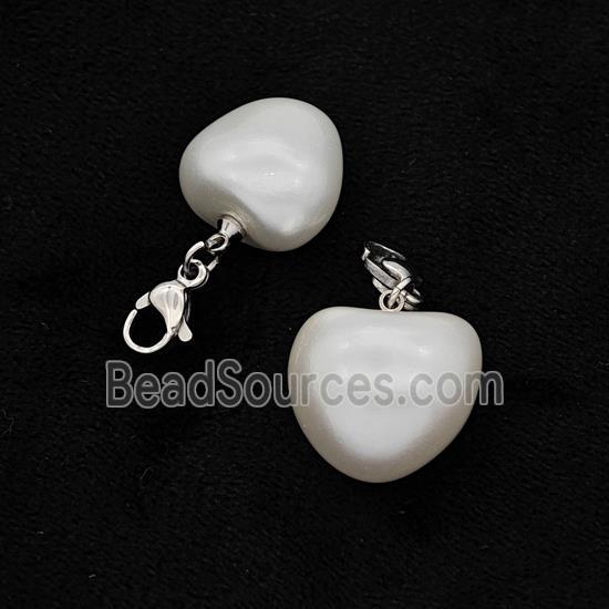 White Pearlized Resin Heart Pendant