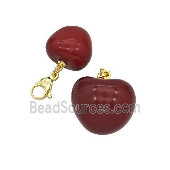 Red Pearlized Resin Heart Pendant