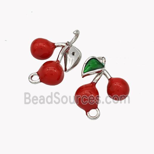 Copper Cherry Connector Red Enamel Platinum Plated