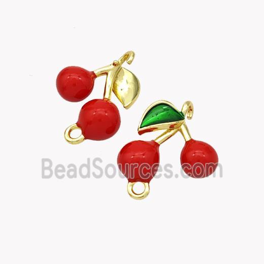 Copper Cherry Connector Red Enamel Gold Plated