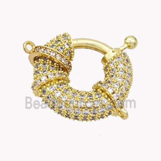 Copper Clasp Micropave Zirconia Gold Plated