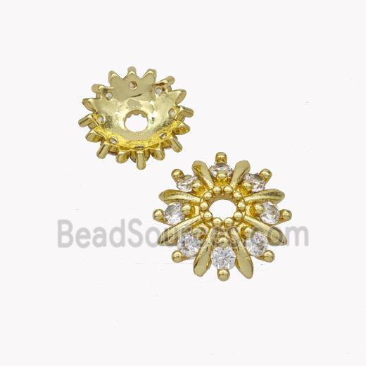 Copper Beadcaps Pave Zirconia Gold Plated