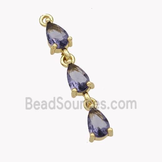 Copper Teardrop Pendant Pave Zirconia Gold Plated