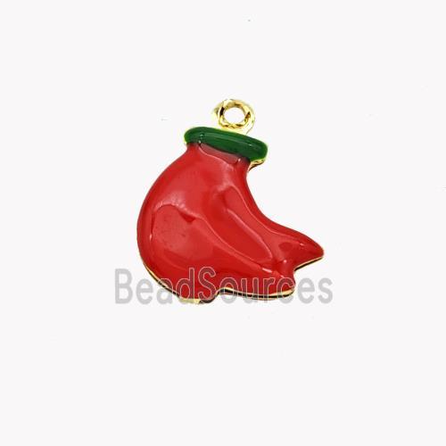 Copper Banana Pendant Red Enamel Gold Plated