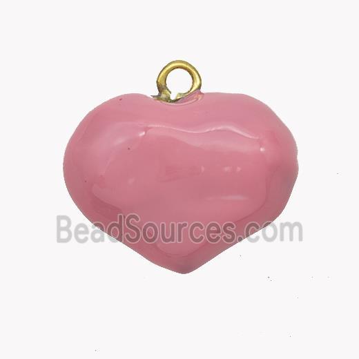 Copper Heart Pendant Pink Enamel Gold Plated