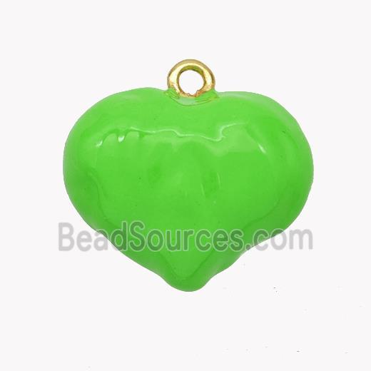 Copper Heart Pendant Green Enamel Gold Plated