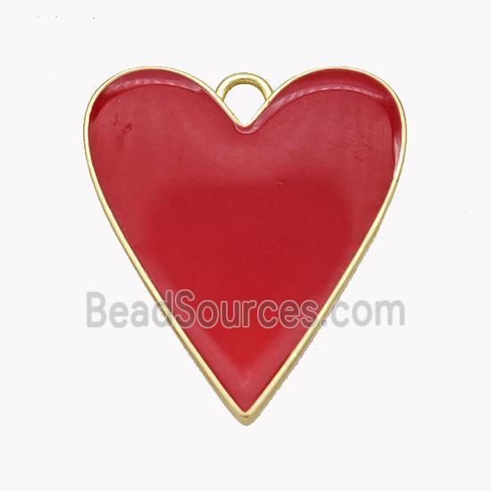 Copper Heart Pendant Red Enamel Gold Plated