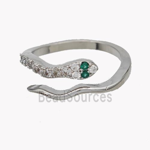 Copper Snake Rings Pave Zirconia Platinum Plated