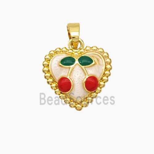 Copper Heart Cherry Pendant Enamel Gold Plated