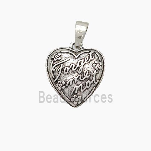 Copper Heart Pendant ForgetMeNot Antique Silver