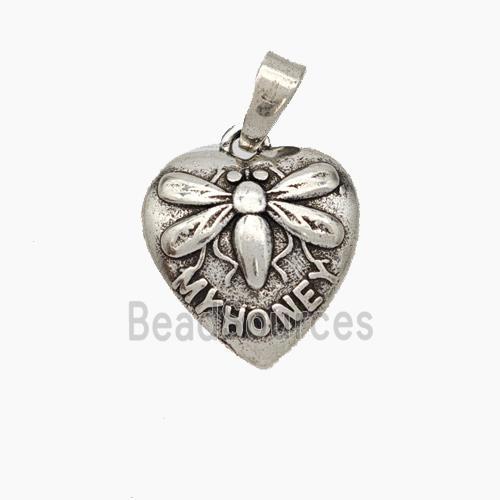 Copper Heart Dragonfly Pendant MyHoney Antique Silver