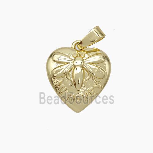 Copper Heart Dragonfly Pendant MyHoney Gold Plated