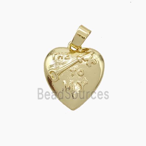 Copper Heart Key Pendant Gold Plated