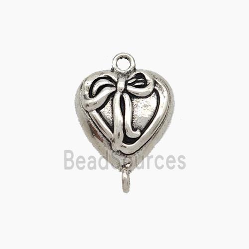 Copper Heart Connector Bowknot Antique Silver