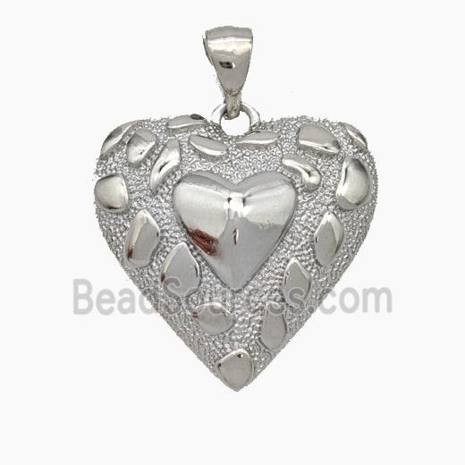 Copper Heart Pendant Platinum Plated