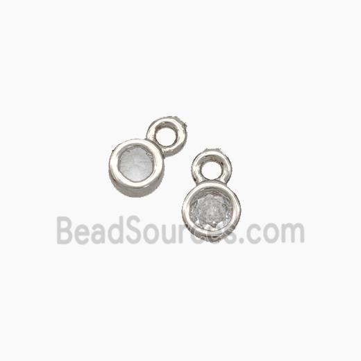 Copper Coin Pendant Pave Zirconia Platinum Plated