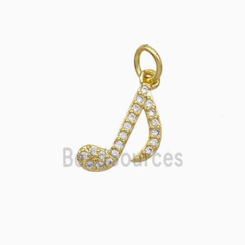 Copper Musical Note Pendant Pave Zirconia Gold Plated