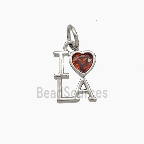 Copper LOVA Heart Pendant Pave Zirconia Platinum Plated