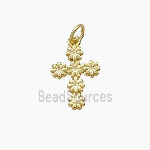 Copper Cross Pendant Flower Gold Plated