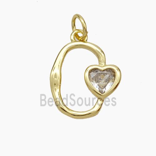 Copper Heart Pendant Pave Zirconia Gold Plated