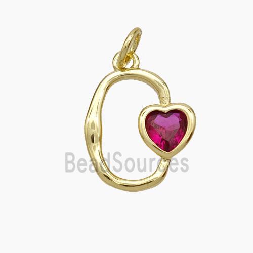 Copper Heart Pendant Pave Zirconia Gold Plated