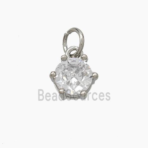 Clear Cubic Zirconia Pendant Copper Platinum Plated