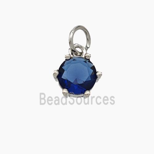 Blue Cubic Zirconia Pendant Copper Platinum Plated