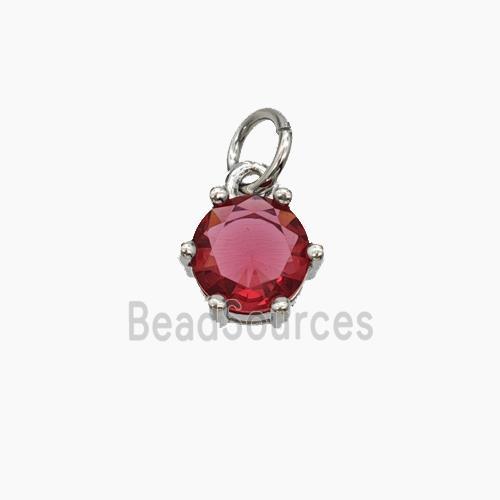 Red Cubic Zirconia Pendant Copper Platinum Plated