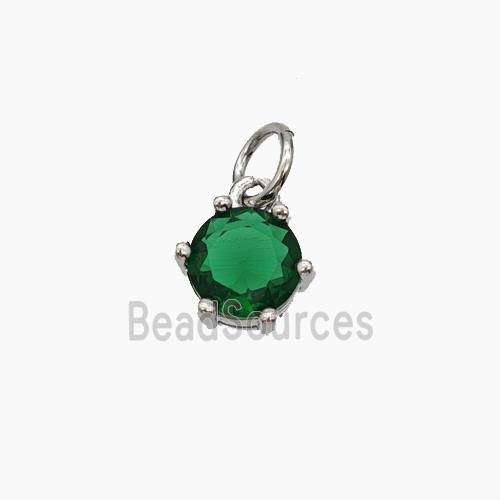 Green Cubic Zirconia Pendant Copper Platinum Plated