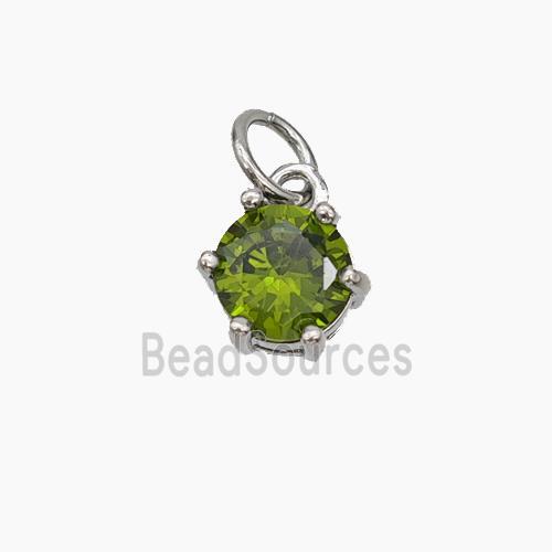 Olive Cubic Zirconia Pendant Copper Platinum Plated